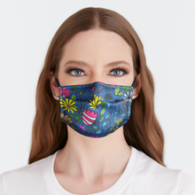 Load image into Gallery viewer, Flowers on Blue Face Mask
